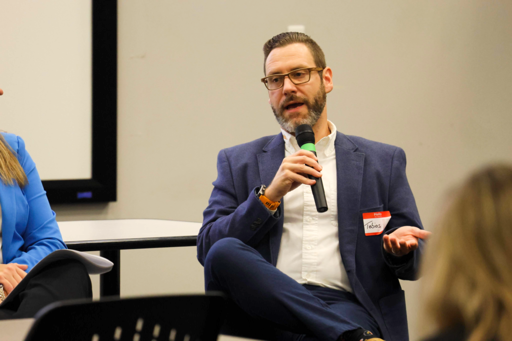 Tobias Hacker of Continental speaking on a summit panel
